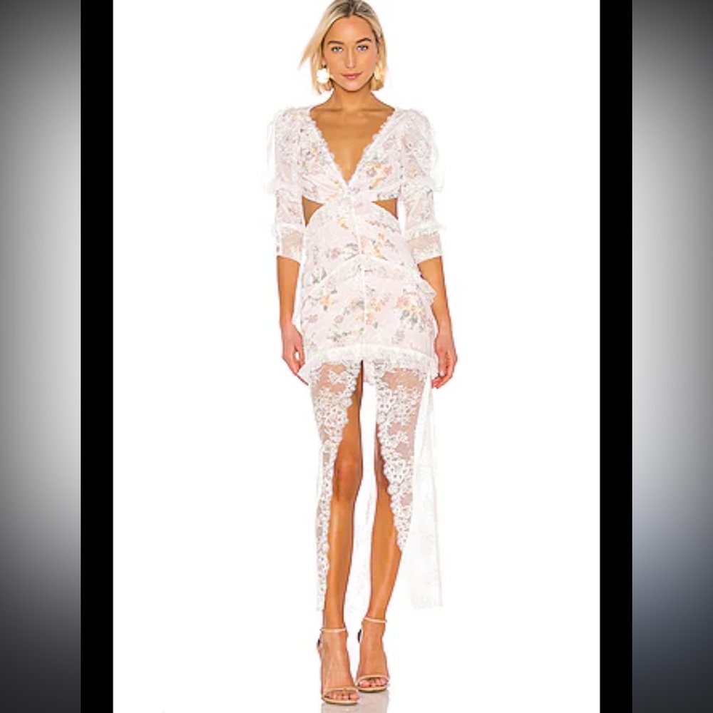 For Love And Lemons White Asymmetrical Lace Dress